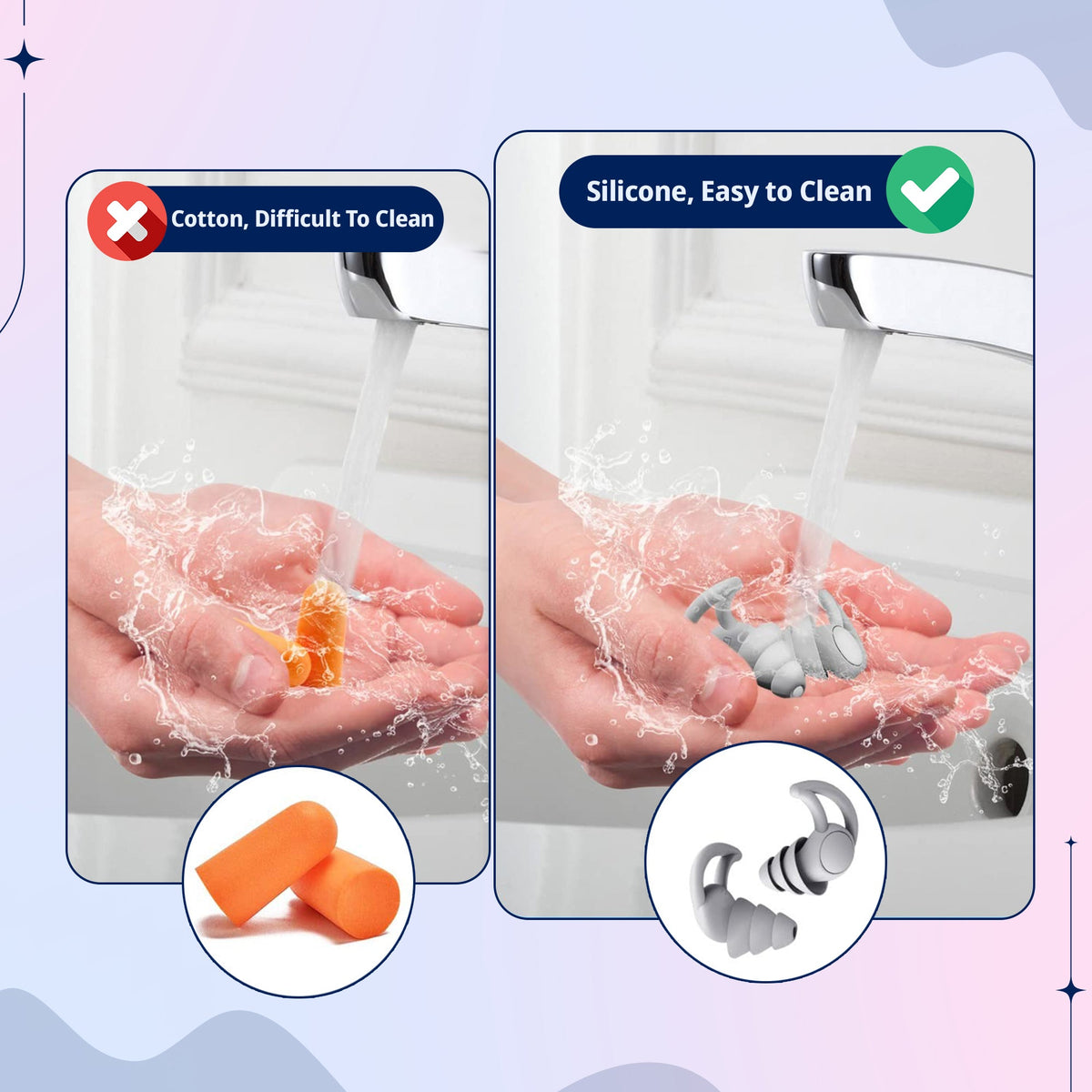 Noise Cancelling Ear Plugs - Soft Reusable Earplugs for Sleep & Travel